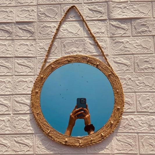 The Sunlit Jute Mirror – Handcrafted Rustic Charm