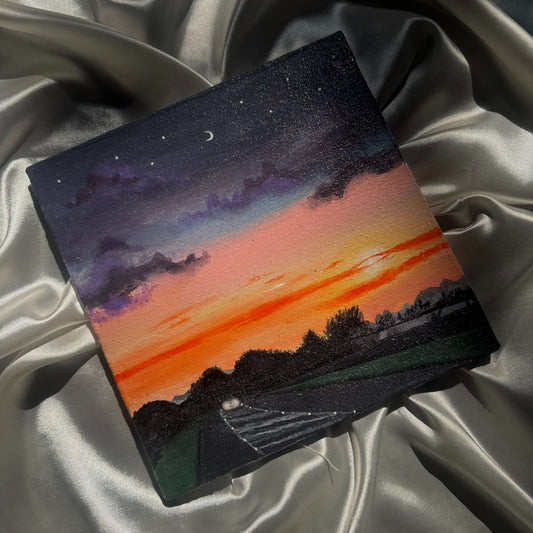 Chasing Horizons – Sunset Road Acrylic Painting