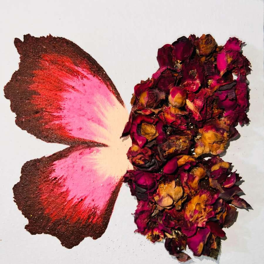 Crimson bloom - Original Textured Acrylic Canvas