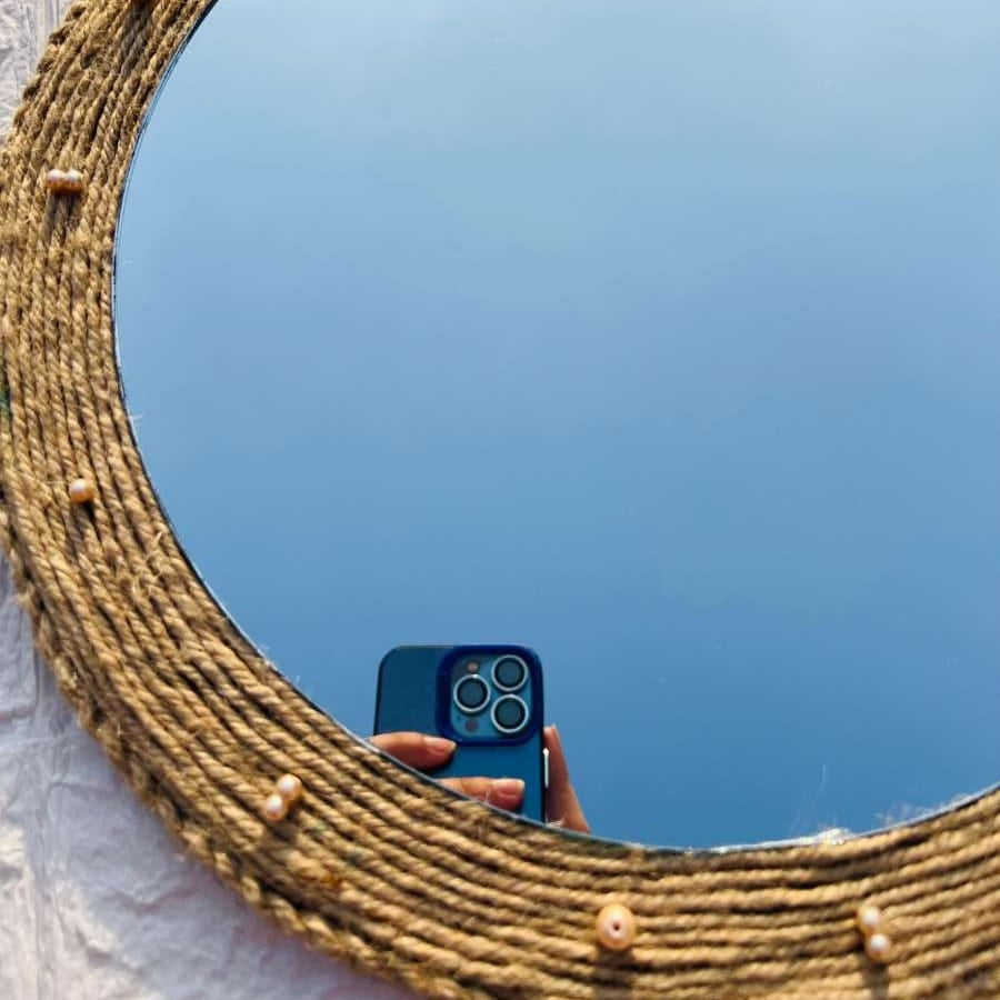 The Sunlit Jute Mirror – Handcrafted Rustic Charm