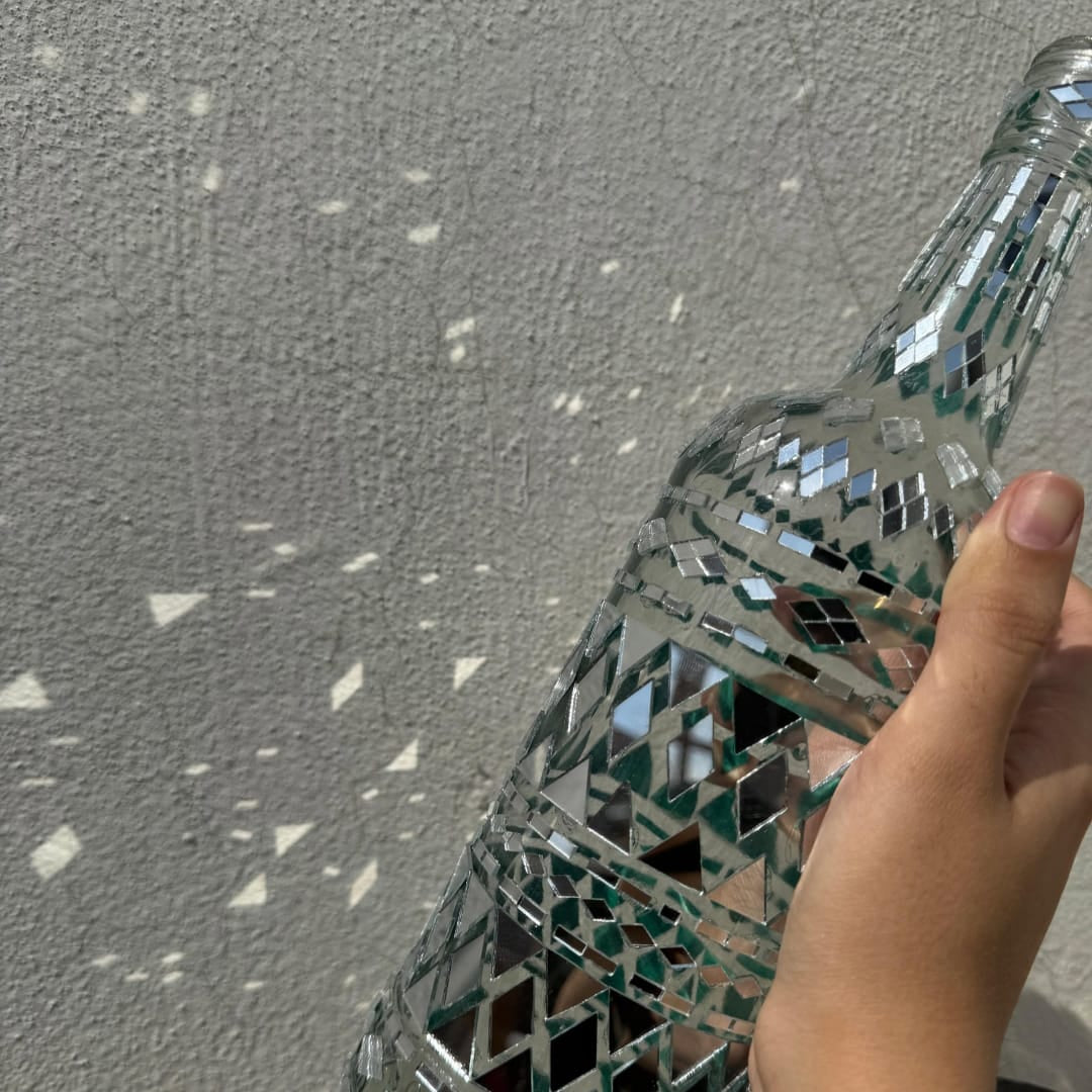 Mirror-mirage mosaic glass vase