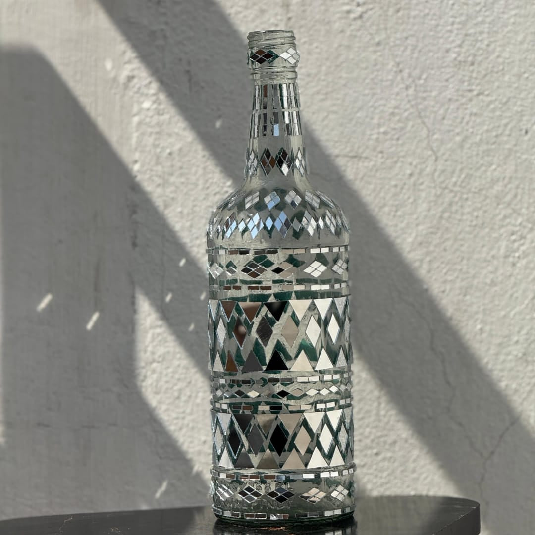Mirror-mirage mosaic glass vase