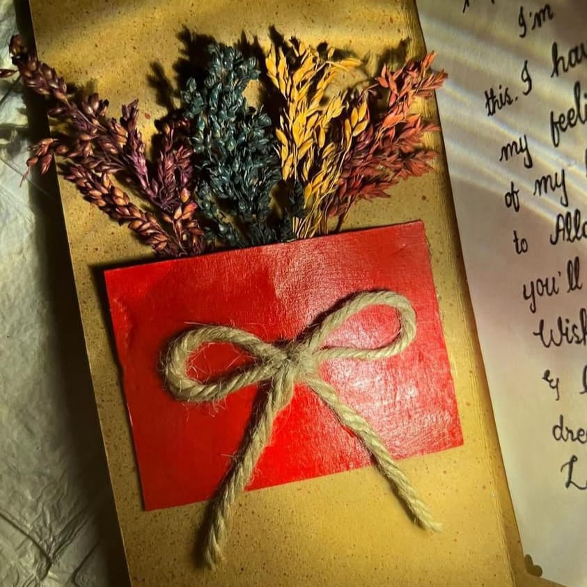 Handcrafted Rustic Dried Flower Greeting Card