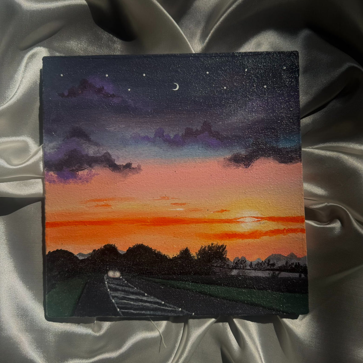 Chasing Horizons – Sunset Road Acrylic Painting