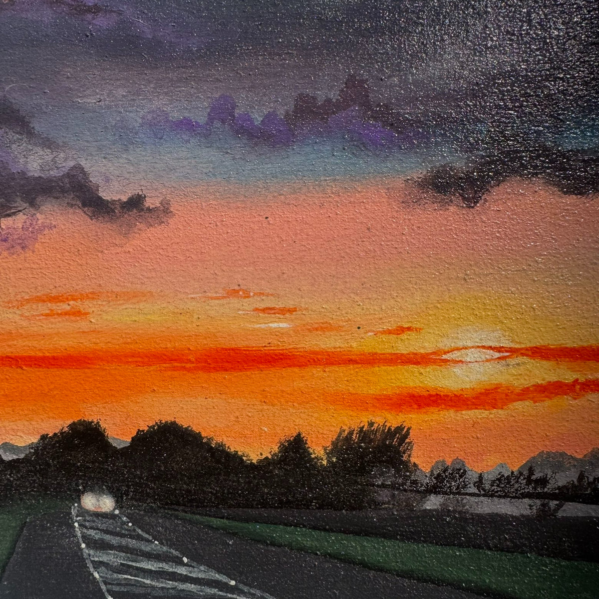 Chasing Horizons – Sunset Road Acrylic Painting